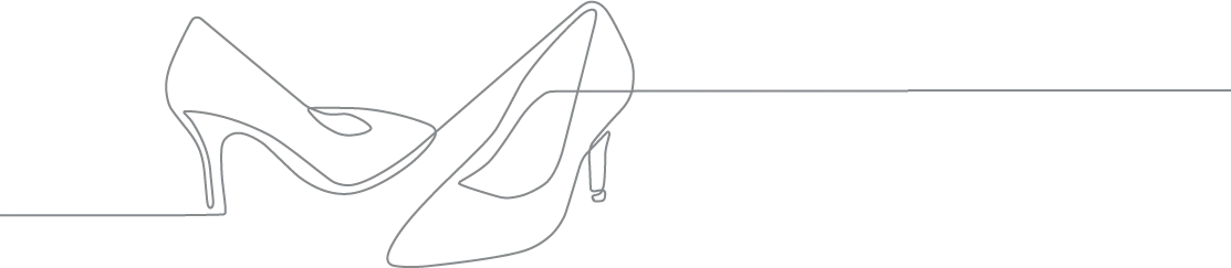 Single-line illustration of a pair of high-heeled shoes